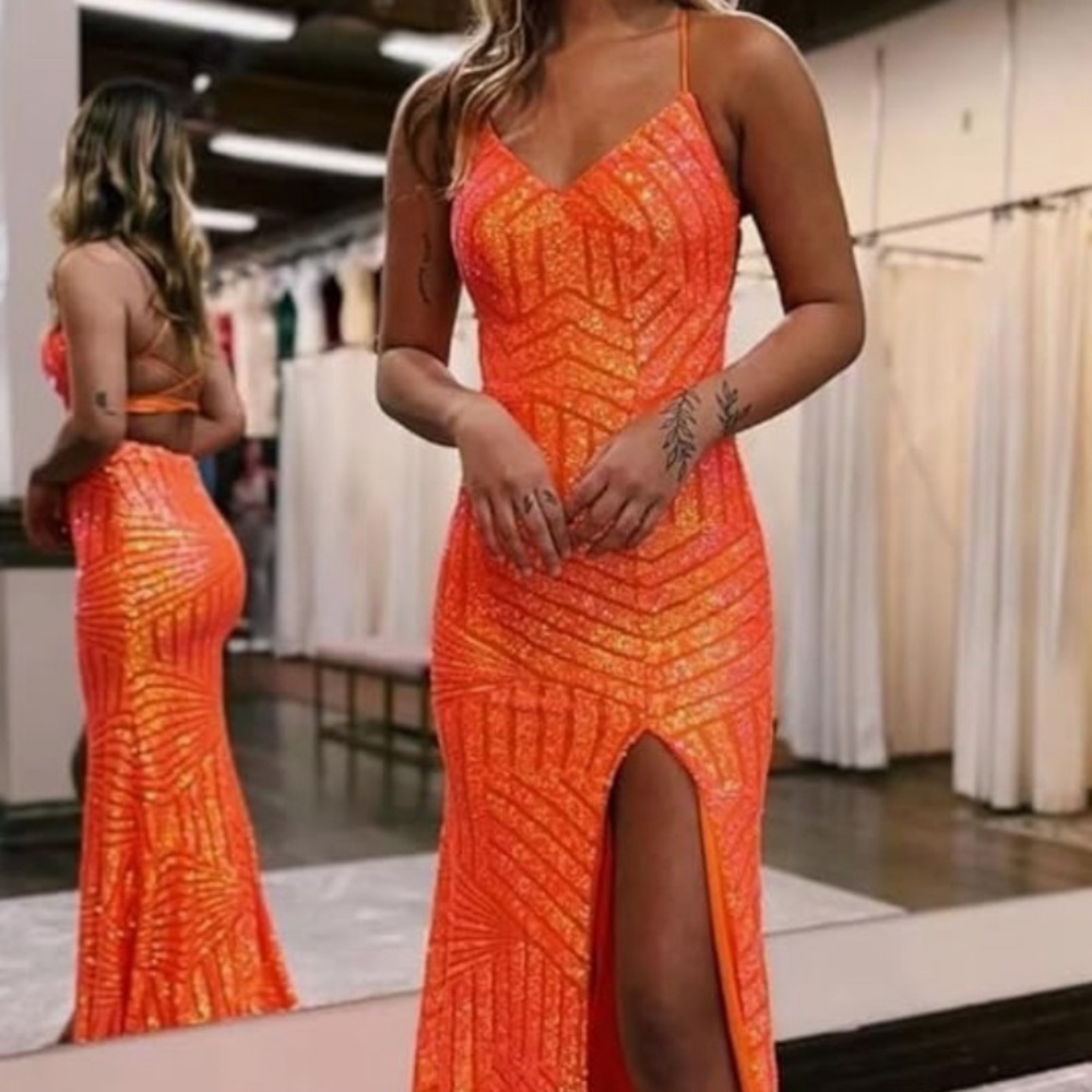 Orange prom dress, worn once brand new from amazon.